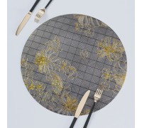 Салфетки на стол под тарелки силиконовые золото круглые Chrysanthemum GOLD 1.8 мм 