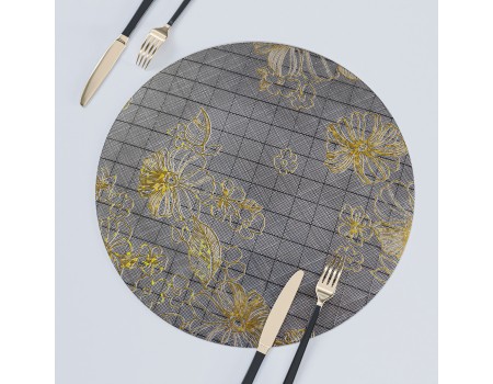 Салфетки на стол под тарелки силиконовые золото круглые 