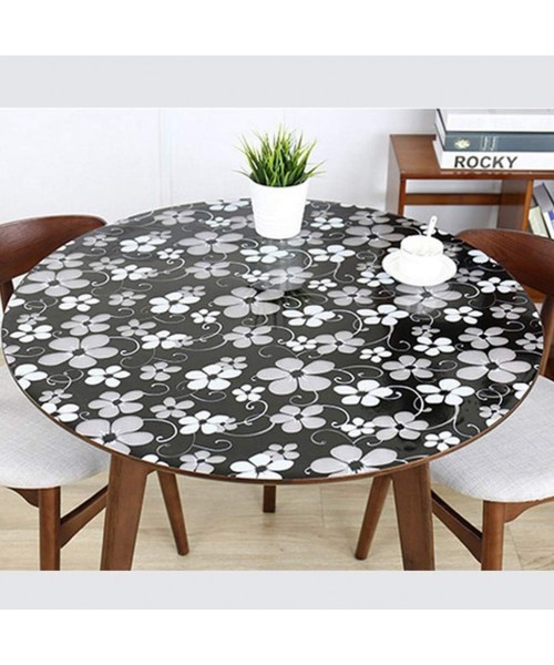 1,7 мм Мягкое стекло на круглый стол FLOWERS BLACK