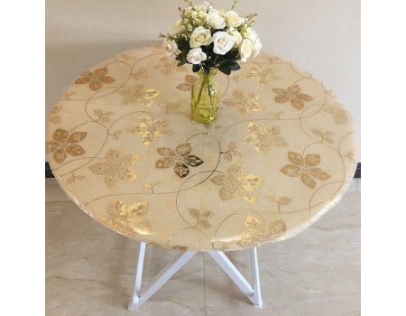 Скатерть мягкое стекло на круглый стол золото цветы