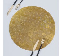 Сервировочные коврики на стол золото круглые FLOWERS GOLD 1.8 мм 