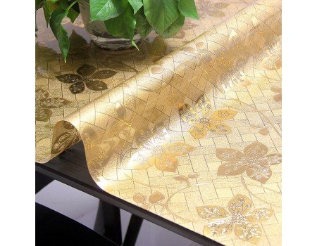 М'яке гнучке скло на стіл золоті квіти 1,7 мм