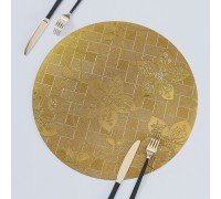 Сервировочные коврики на стол золото круглые FLOWERS GOLD 1.8 мм 