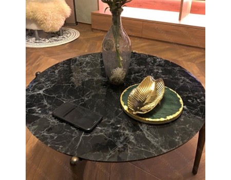 Мягкое стекло с рисунком на круглый стол черный мрамор