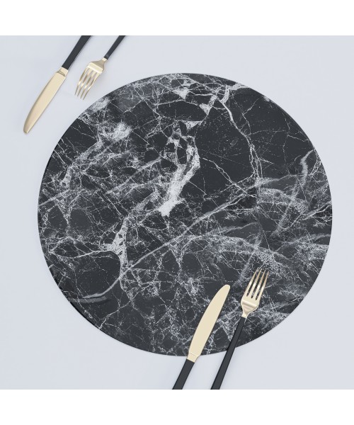 Сервировочные коврики круглые MARBLE BLACK силикон 1.8 мм 