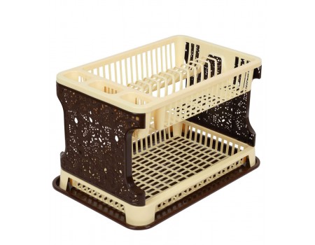 Сушка для посуды двухуровневая Efe Plastics Ажур бежевая