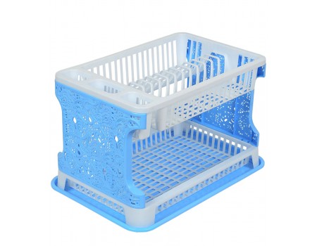 Сушка для посуды двухуровневая пластиковая Efe Plastics Ажур голубая