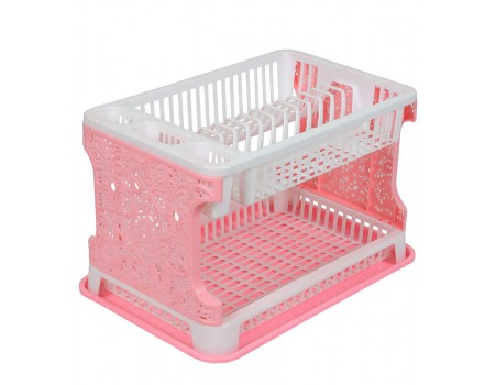 Пластиковая сушилка для посуды в шкаф Efe Plastics Ажур розовая
