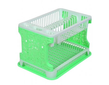 Сушилка для посуды двухъярусная пластиковая Efe Plastics Ажур салатовая