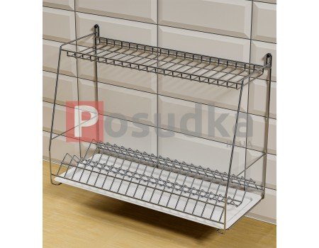 Подвесная сушилка для посуды двухуровневая 600 мм хромированная ST-26222