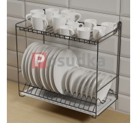 Двухуровневая сушилка для посуды 48 см с креплением на стену черная SP-25223