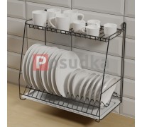 Настольно подвесная сушила для посуды 48 см Трапеция двухъярусная черный цвет ST-25223