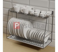 Настольно подвесная сушила для посуды 58 см Трапеция двухъярусная черный цвет ST-26223