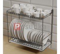 Двухуровневая сушилка для посуды 48 см с креплением на стену черная SP-25223