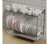 Двухуровневая сушилка для посуды 58 см с креплением на стену черная SP-26223