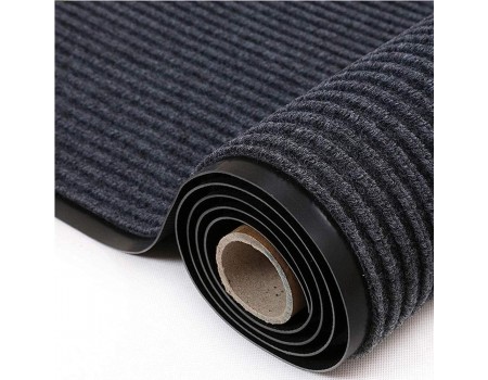 Резиновый коврик на порог грязезащитный с ворсом черный цвет 90*150 см