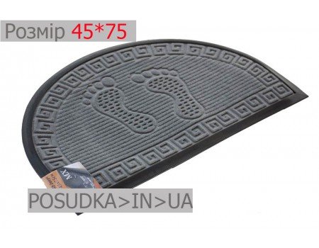 Килимок напівкруглий 45*75 см Рамка сірий