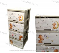 Комод детский пластиковый Алеана кремовый Медвежата