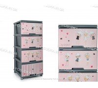 Комод пластиковый Алеана с декором серый Девочки 123093