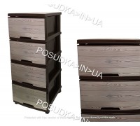 Комод пластиковый Алеана с декором темно-коричневый Дерево 123093