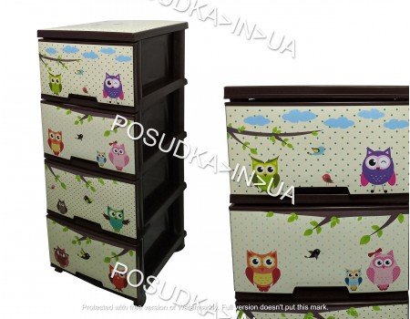 Пластиковый комод Алеана Совы 4 ящика в детскую