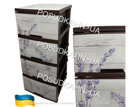Комод пластиковий Алеана для дитячої кімнати малюнком темно-коричневий Лаванда 123093