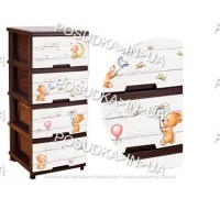 Комод детский пластиковый Алеана темно-коричневый Медвежата 