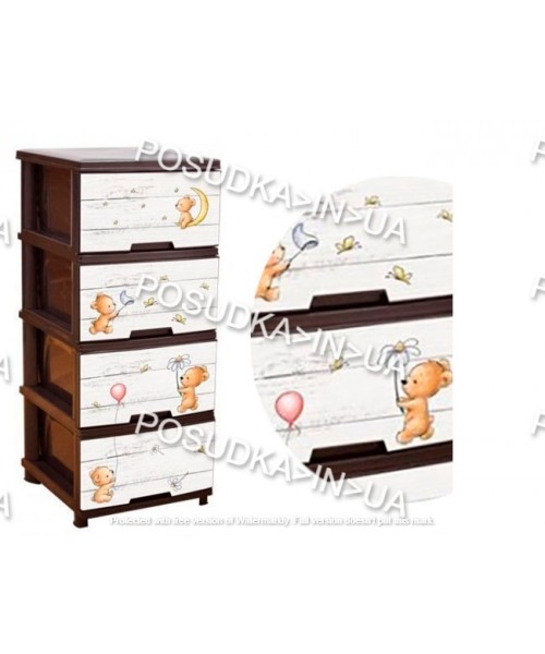 Комод дитячий пластиковий Алеана темно-коричневий Ведмежата