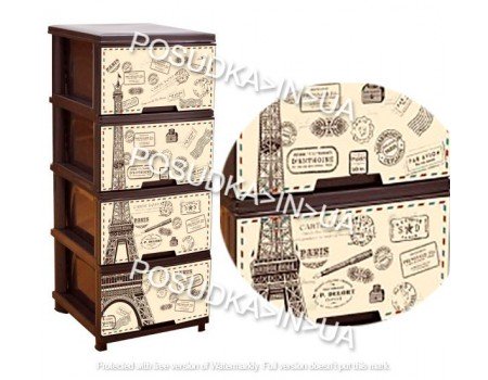 Комод для кухні із пластику Алеана темно-коричневий Париж 123093