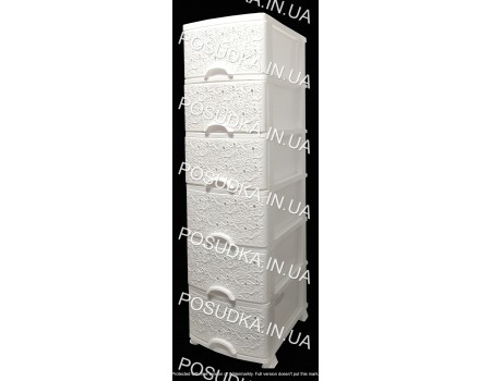 Комод пластиковый Ажур белый на 6 ящиков Efe Plastics