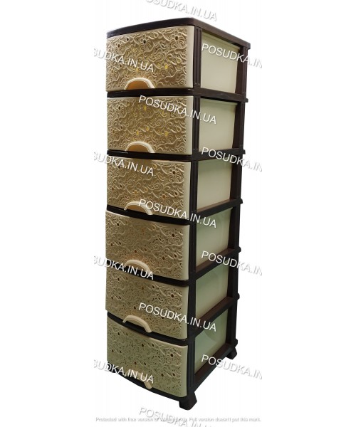 Пластиковый комод бежево-коричневы Ажур 6 ящиков Efe Plastics	