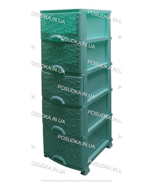 Пластиковый комод мятный Ажур 5 ящиков Efe Plastics	