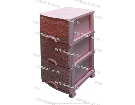Комод розовый для детской комнаты пластиковый Ажур на 3 ящика Efe Plastics