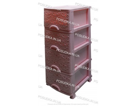 Комод для ванної кімнати Ажур рожевий 4 ящики Efe Plastics