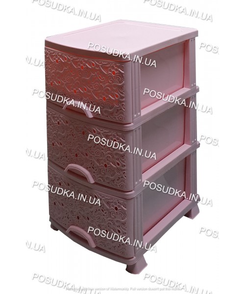 Пластиковый комод розовый Ажур 3 ящика Efe Plastics	