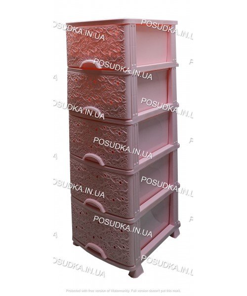 Пластиковый комод розовый Ажур 5 ящиков Efe Plastics	