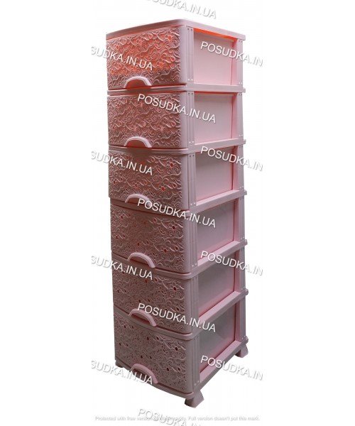 Пластиковый комод розовый Ажур 6 ящиков Efe Plastics	