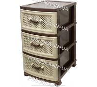 Пластиковый комод на 3 ящика Сетка бежево-коричневый Efe Plastics	