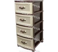 Пластиковый комод на 4 ящика Сетка бежево-коричневый Efe Plastics