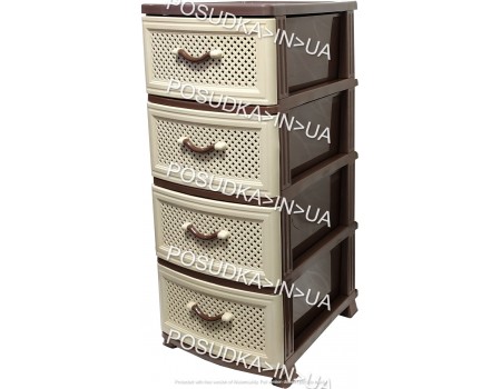 Пластиковый комод на 4 ящика Сетка бежево-коричневый Efe Plastics