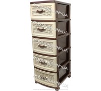 Пластиковый комод на 5 ящиков Сетка бежево-коричневый Efe Plastics	