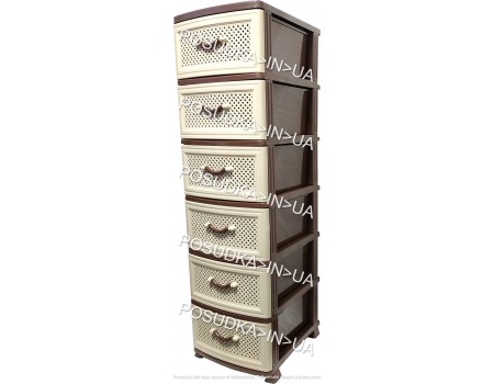Пластиковый комод с выдвижными ящиками 6 ярусов Сетка бежево-коричневый Efe Plastics