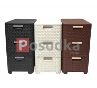 Комод пластиковий ротанг з бічними стінками три кольори Efe Plastics 3 ящики Діамант