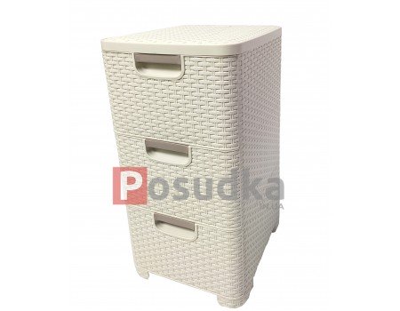 Пластиковый комод с выдвижными ящиками Efe Plastics светло-бежевый 3 ящика Бриллиант