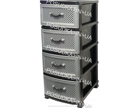 Пластиковый комод для кухни на 4 ящика Сетка темно-серый Efe Plastics