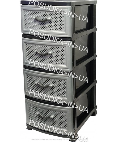 Комод пластик на 4 ящика Сетка темно-серый Efe Plastics	