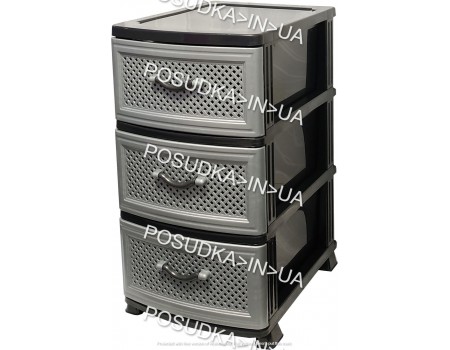 Комод для хранения одежды пластиковый 3 яруса темно-серый Efe Plastics 