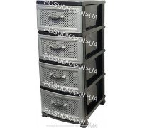 Комод пластик на 4 ящика Сетка темно-серый Efe Plastics	