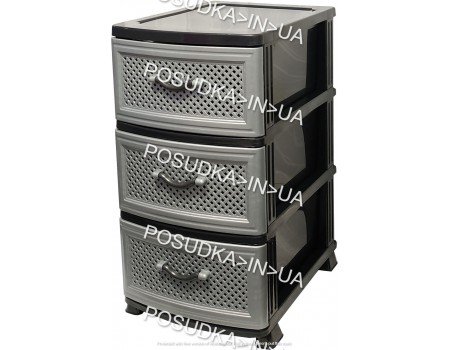 Комод для хранения одежды пластиковый 3 яруса темно-серый Efe Plastics 