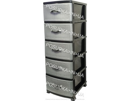 Комод универсальный пластиковый для на 5 ярусов Ротанг бежево-коричневый Efe Plastics